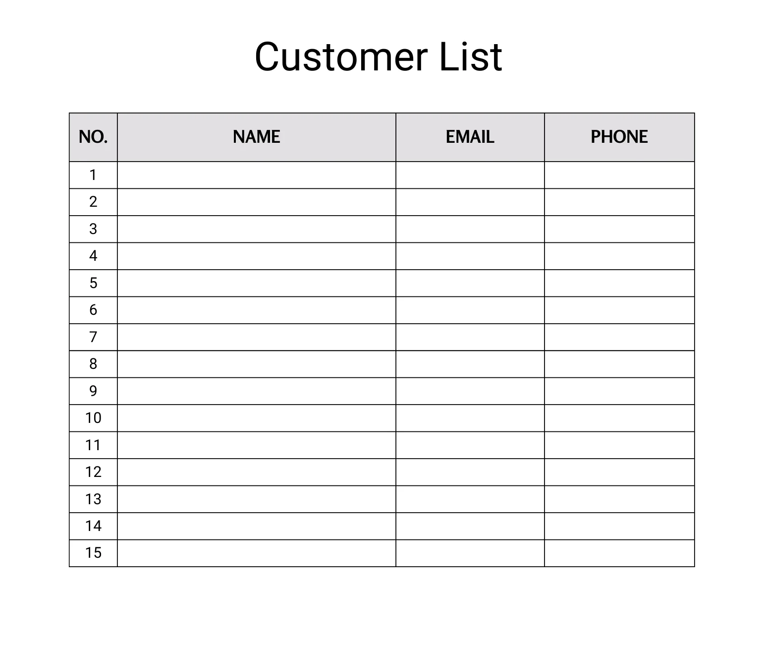 customer list nedir